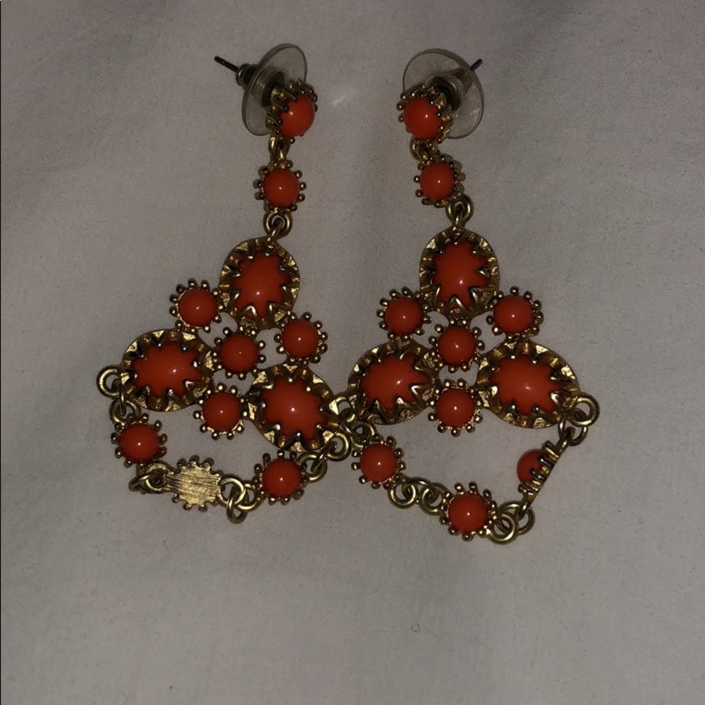 Red/pink earrings with gold